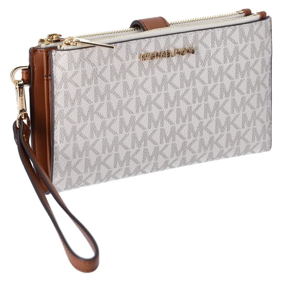 Michael Kors Jet Set Double Zip Wristlet Phone Wallet Vanilla MK - Picture 7 of 10